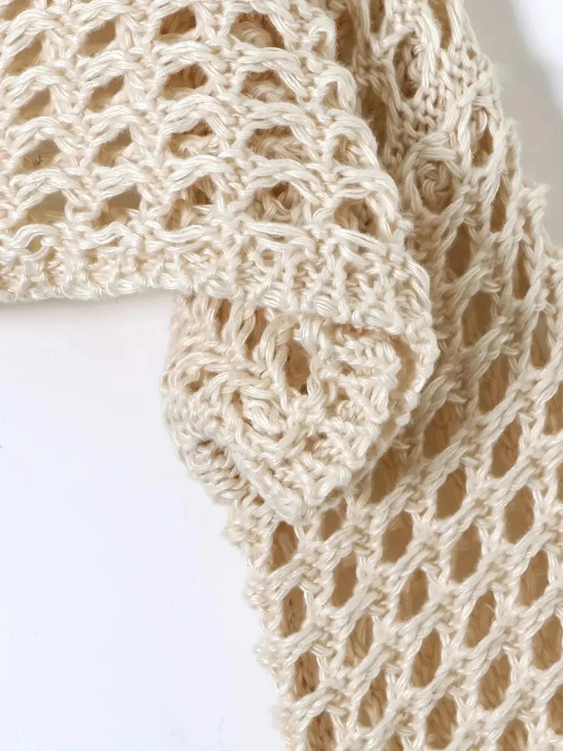 Women's Crochet Long Sleeve Cropped Sweater