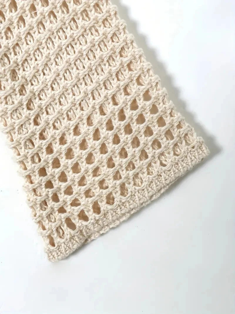Women's Crochet Long Sleeve Cropped Sweater