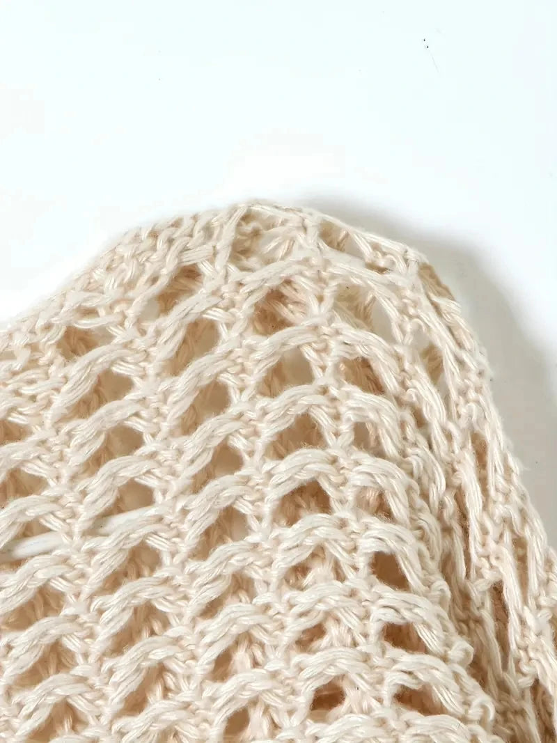 Women's Crochet Long Sleeve Cropped Sweater
