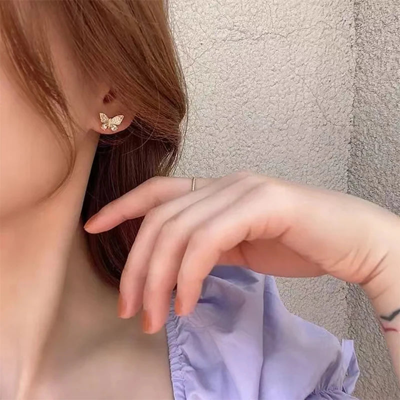 Korean Butterfly Tassel Moon Star Earrings