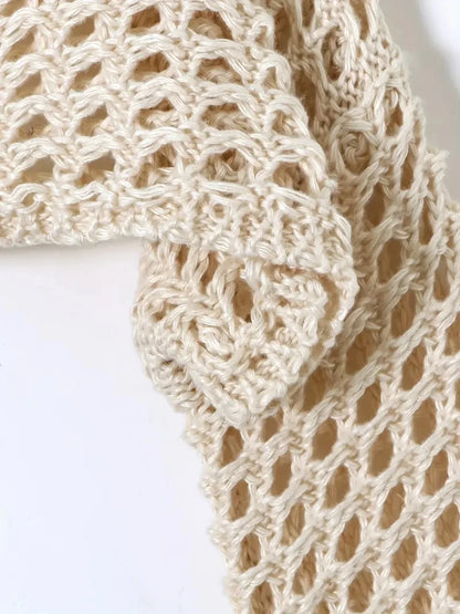 Women's Crochet Long Sleeve Cropped Sweater
