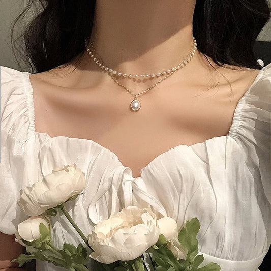 Korean Pearl Charm Choker