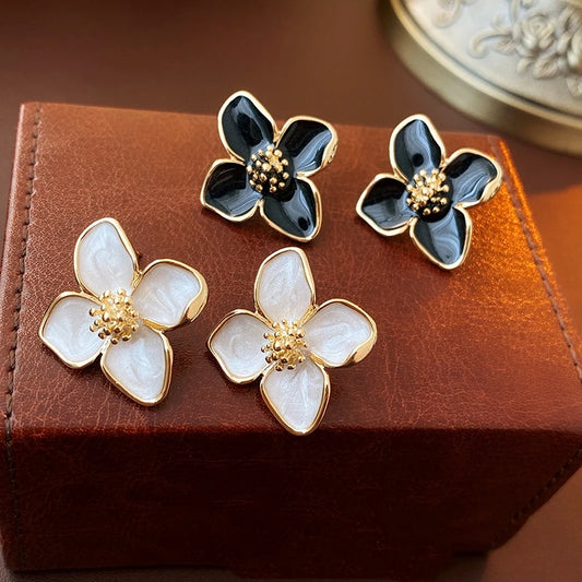 Korean Hibiscus Romance Flower Stud Earrings