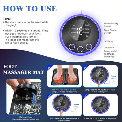 Pecsona EMS Technology Portable Foot Massager Mat
